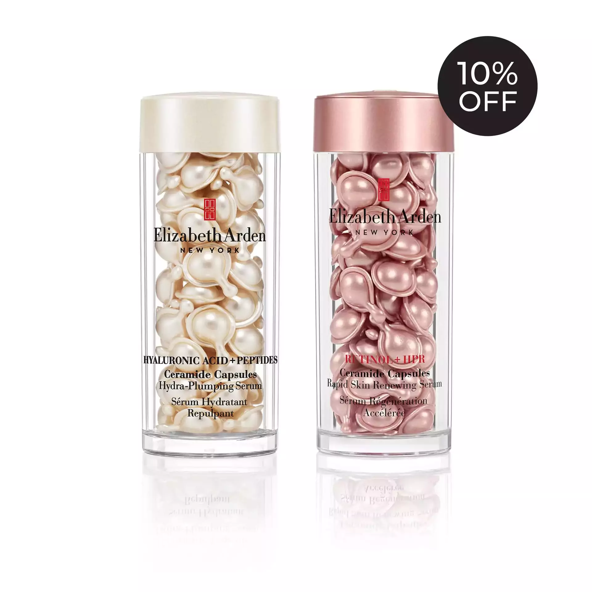 Hyaluronic Acid + Peptides and Retinol + HPR Ceramide Capsules Serum Set - 120 Piece